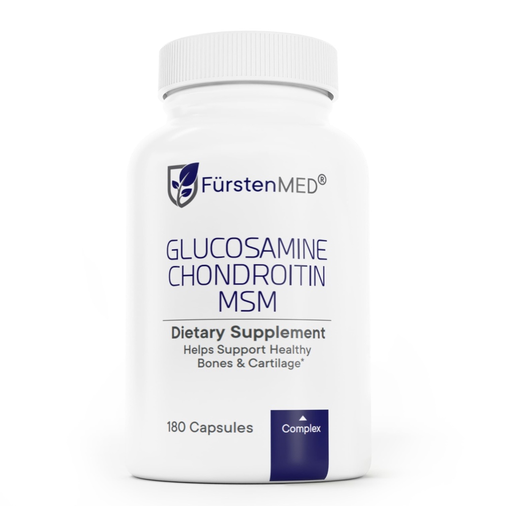 FürstenMED® Glucosamine 1710mg + Chondroitin 1200mg + MSM 1710mg + Vitamin C, High-dose Supplement 4-in-1 Complex 180 Capsules for Joint Health, Flexibility & Mobility Support