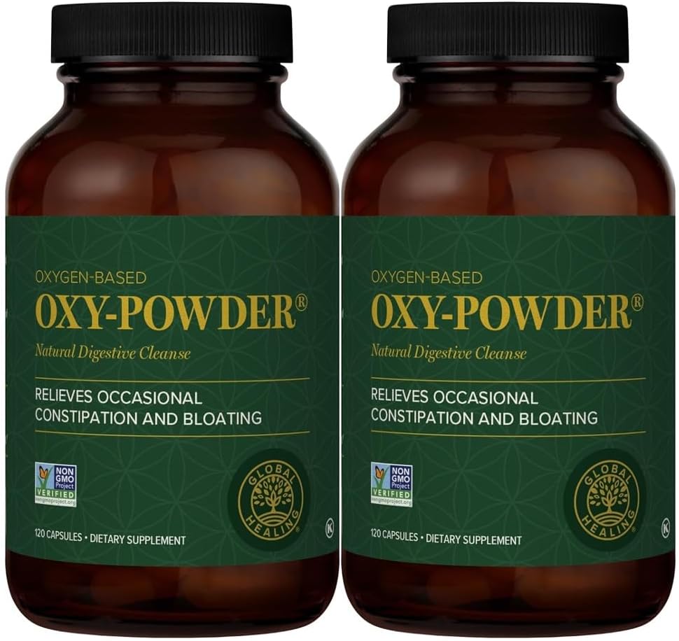 Globalno zdravilno središče Oxy-Powder Colon Cleanse Detox - Kisik na osnovi varno in naravno črevesno čistilo, 120 število (Pack od 2)