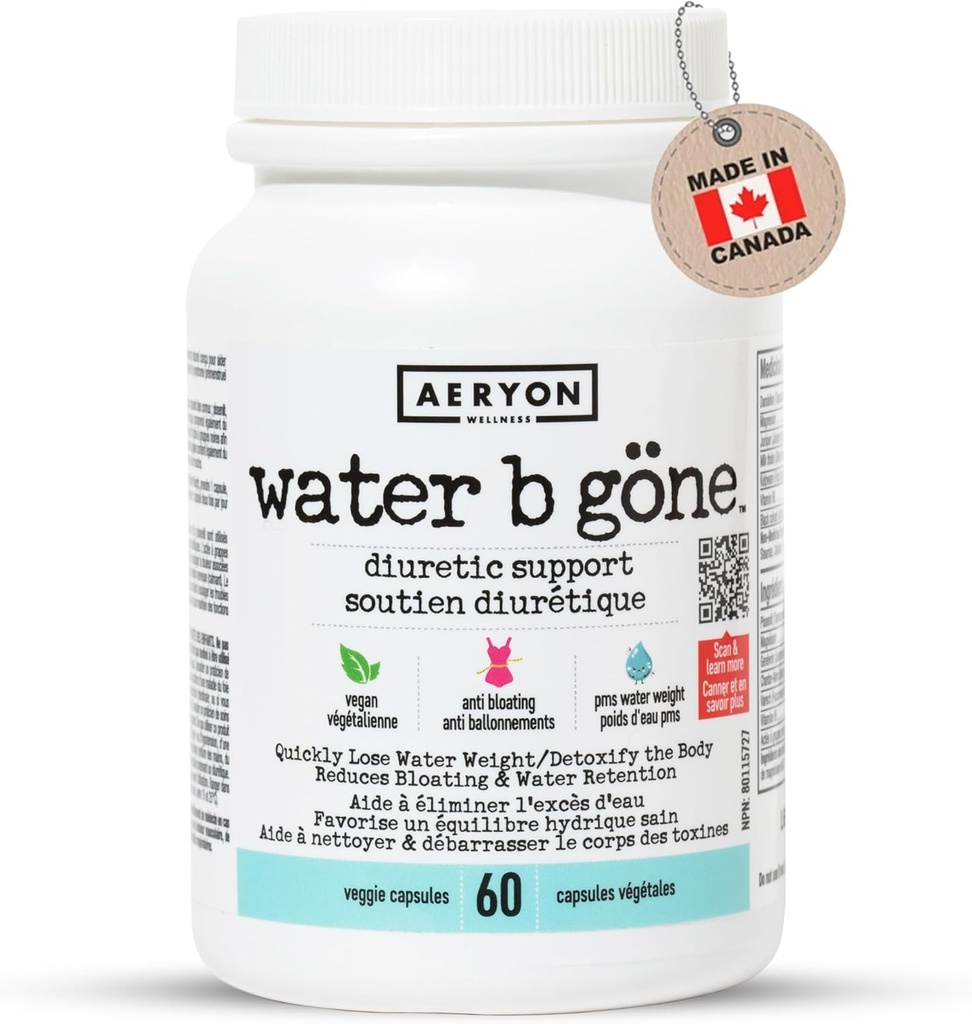Water B Gone – Diuretic Pills for Women – Reduce Water Retention and Bloating – Find PMS Relief – 60 Vegan Capsules - 20 Day Supply
