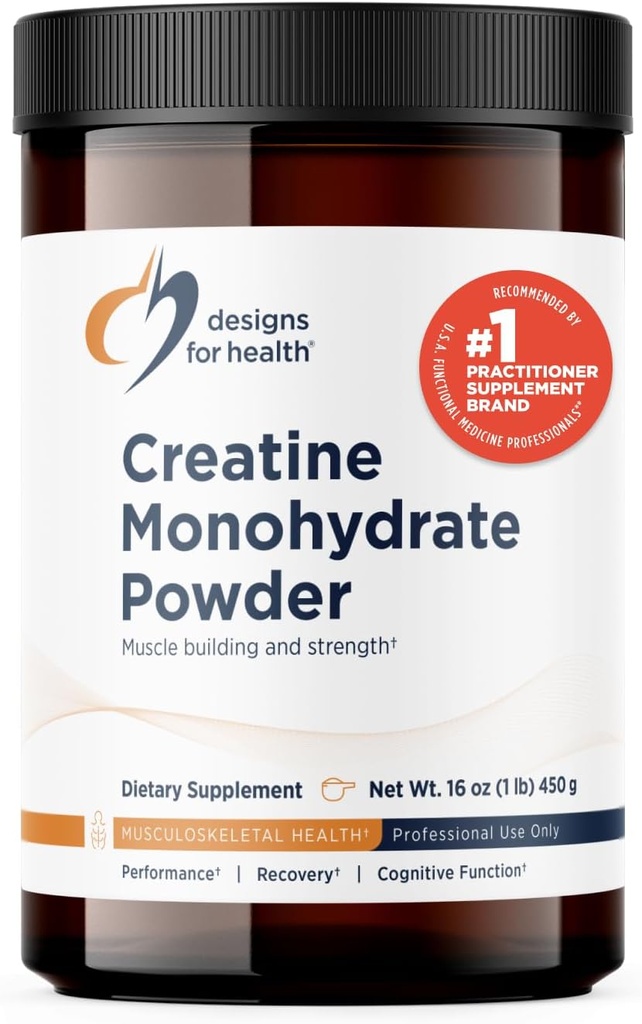 עיצובים של אבקה של Health Creatine Monohydrate - אבקת Micronized Creatine עבור נשים וגברים לתמוך כוח שרירים, פעילות + בריאות המוח, Pure Creatine Monohydrate 5g (90 משרתים)
