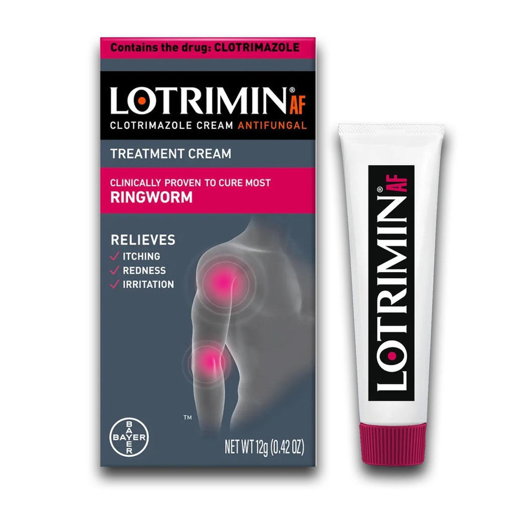 Lotrimin AF Ringworm Cream Clotrimazole 1% - Clinically Proven Effective Antifungal Cream Treatment of Most Ringworm, For Adults and Kids Over 2 years, .42 Ounce (12 Grams)