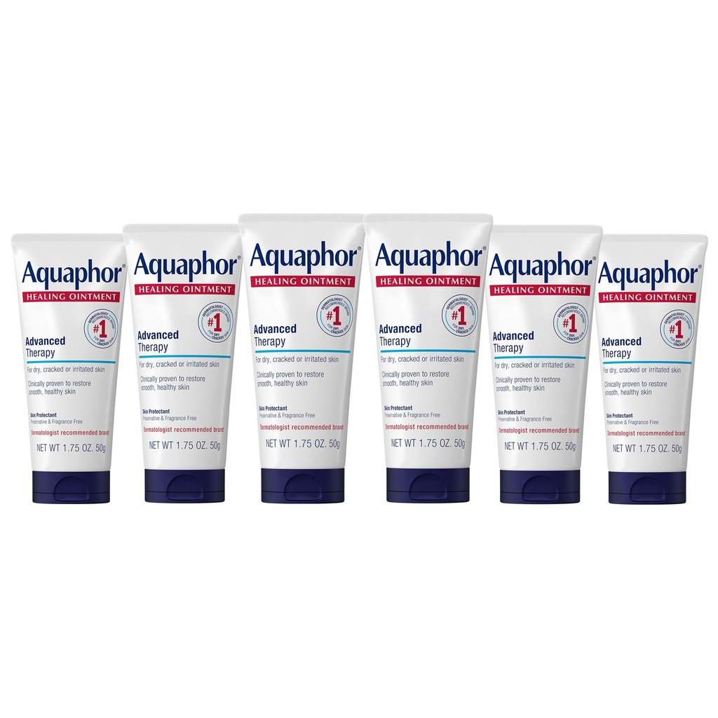 Aquaphor Healing Ointment, Advanced Therapy Healing Ointment for Dry Skin, Skin Protectant for Dry Cracked Skin - 1.75 oz. Tube (Pack of 6)