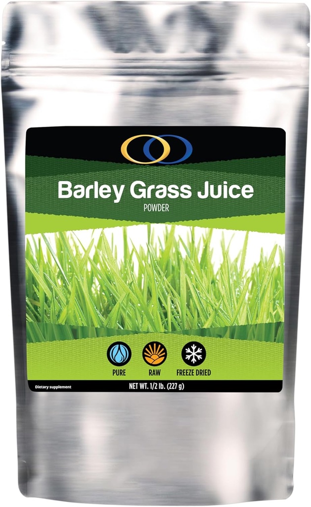 Barley Grass Juice Powder - Izoztua - 1/2 libra - 130 zerbitzu baino gehiago - AEB Grown - Supergreen gordin eta bio-aktiboak - Haur eta Helduentzako Vegan Osasun Gehigarria