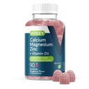 Viteey Calcium Magnesium Zinc Gummies with Vitamin D3 - Supports Bone Health, Nerve & Immune Function - Calcium Magnesium Zinc D3 for Adults & Teens - GMO Free - Chewable Raspberry Flavored Gummy