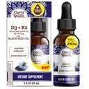 GuruNanda Black Seed Oil, Cold-Pressed Nigella Sativa - Rich in Vitamin D3 5000 Units, K2 & E, High Thymoquinone | Potent Antioxidant for Immune Support, Non-GMO, 2 Fl.oz