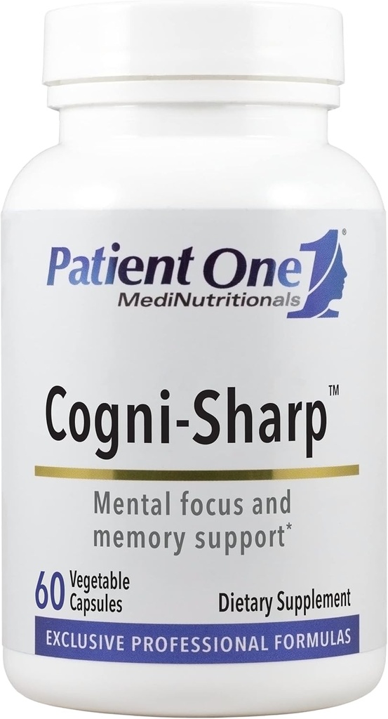 Paziente One Cogni-Sharp | Supplemento al supporto Cognizione, Focus e Clarity Mentale* | con Gingko, Lion's Mane, Bacopa e altro | 60 capsule