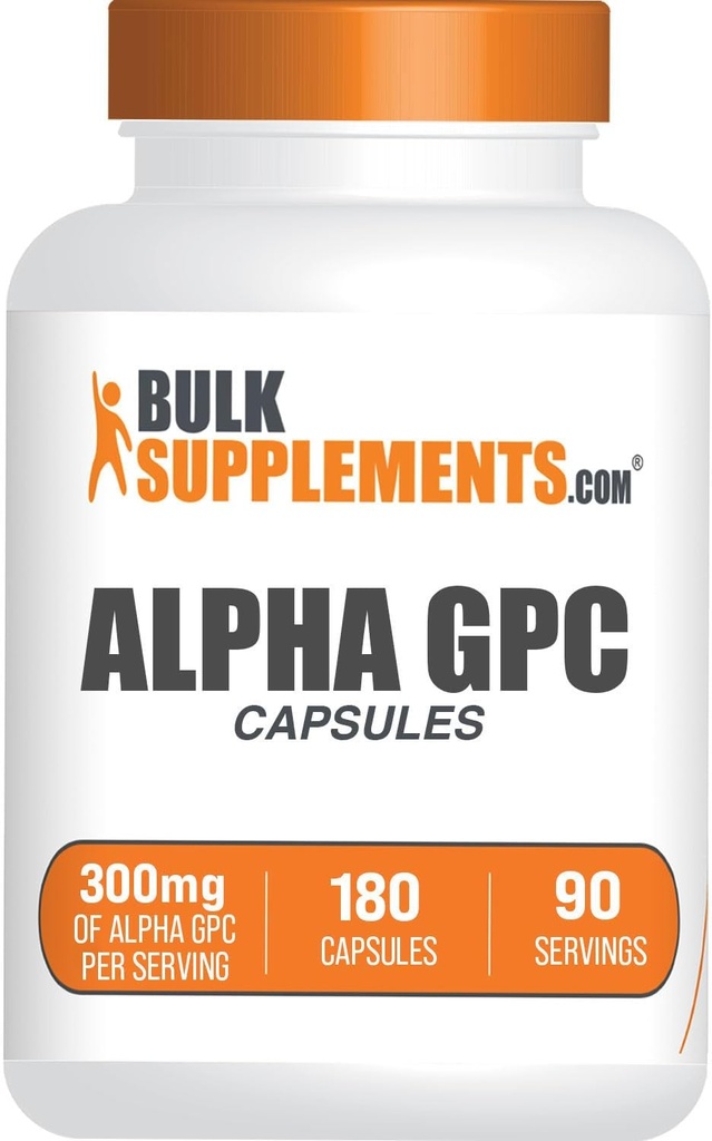 BulkSupplements.com Cápsulas Alpha GPC - Suplementos de Acetilcolina, Alpha GPC 300mg - Suplementos de Colina, Glúten Grátis, 2 Cápsulas por Serviço, 180 Cápsulas (Pacote de 1)