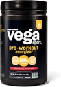 Vega Sport Pred-Workout Energizer, Jagodna limonada - Pre-workout Powder za ženske in moške, Podpira energijo in fokus, Elektroliti, Vegan, Keto, Gluten Free, Non GSO, 1,1 lbs