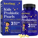 LoveBUG Probiotics for Kids - Kids Probiotic Chewables with Prebiotics for Age 4, Daily Children's Got Health, Constipation, Digestive & Immune Support, Sugar-Free, 60 Soft Pearls