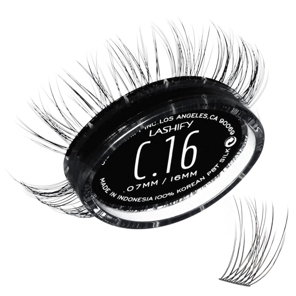 Lashify Curl 16mm Gossamer Silmänrintalaajennukset Täytä, musta, DIY väärä lashes varten luonnollinen ulkonäkö