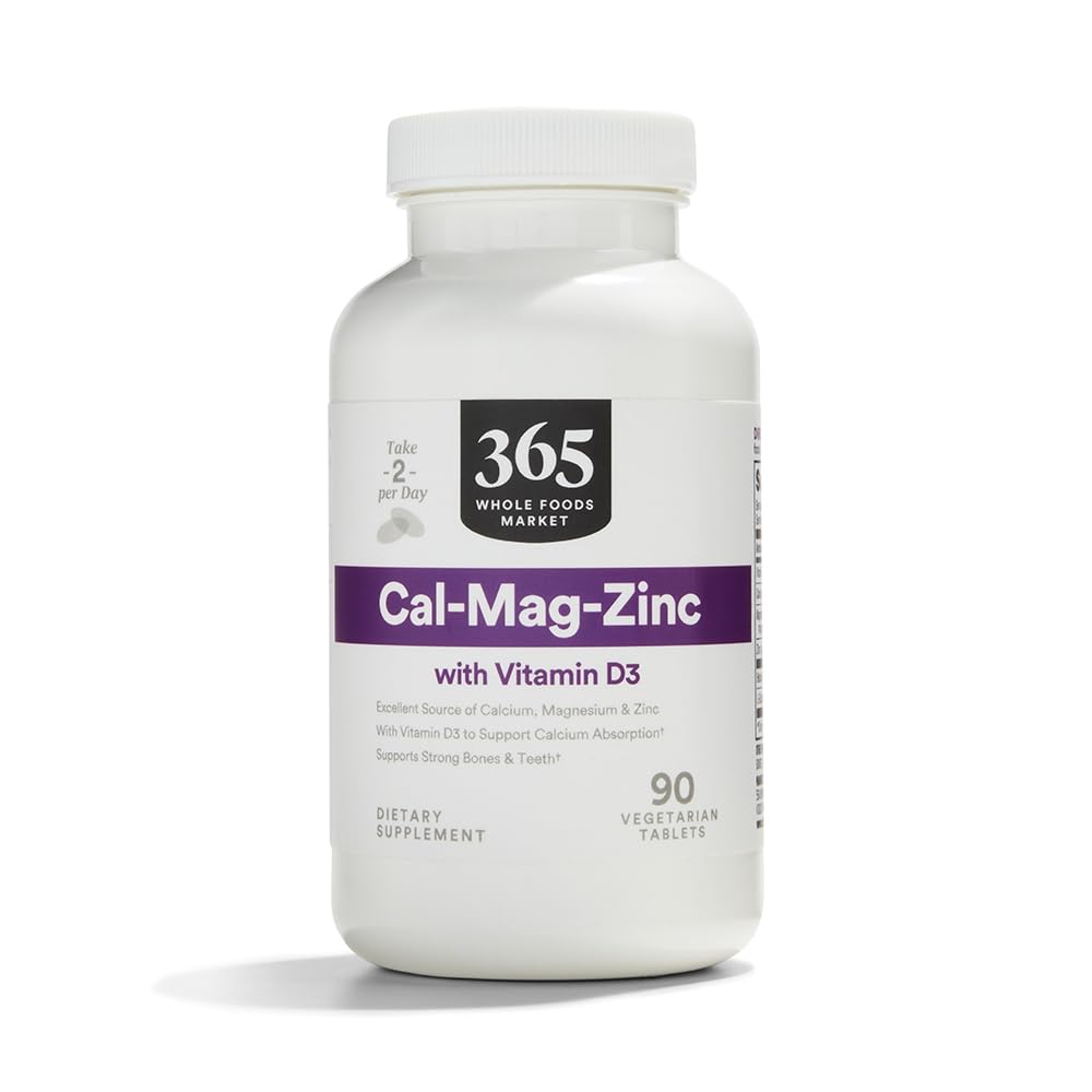 365 by Whole Foods Market, Cal-Mag-Zinc with Vitamin D3, Vegetarian, 90 Count