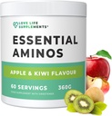 Love Life Supplements EAA Aminosyrer pulver, alle 9 essensielle aminosyrer inkludert BCAA og 2 gram leucin per servering, Apple & Kiwi Flavour, 348g - 60 serveringer (5g av EAAs per servering)