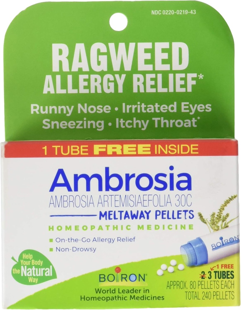 Boiron Ambrosia Ragweed Allergy Relief 30C Bonus Pack, 80 Count (Pack of 1)