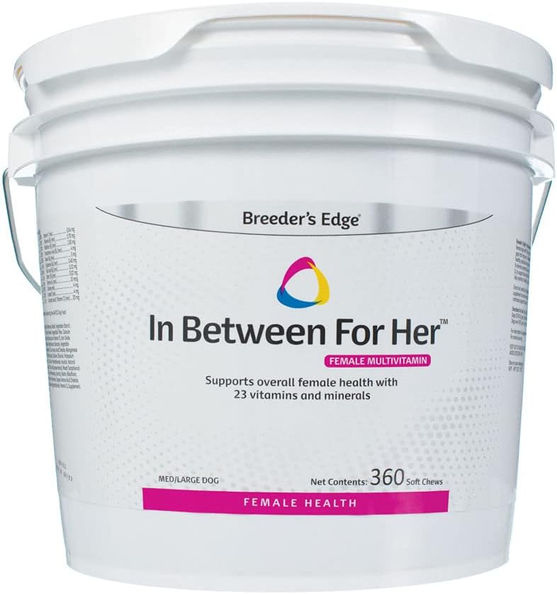 Breeder 's Edge in Between Her, Daily Multivitamin for Breeding Dogs and Cats, Fills Nutritional Gaps, and Supports Moms in Between Breeding, 360 ct Medium & Big Dog