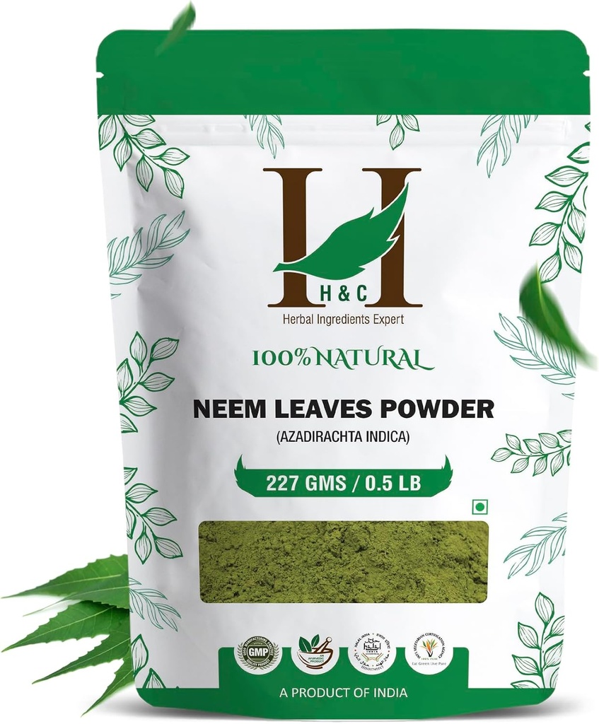 H&C Folhas naturais de Neem Pó, 227 gramas (1/2 lb)
