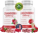 Όλα σε ένα PAC Bundle - Cranberry & Lingonberry κάψουλες - Βιταμίνη C και 25% Προανθοκυανιδίνες για την ουρική αρθρίτιδα, την υγεία των ούρων, την αντιοξειδωτική υποστήριξη - μη GMO, χωρίς γλουτένη, συμπλήρωμα Vegan