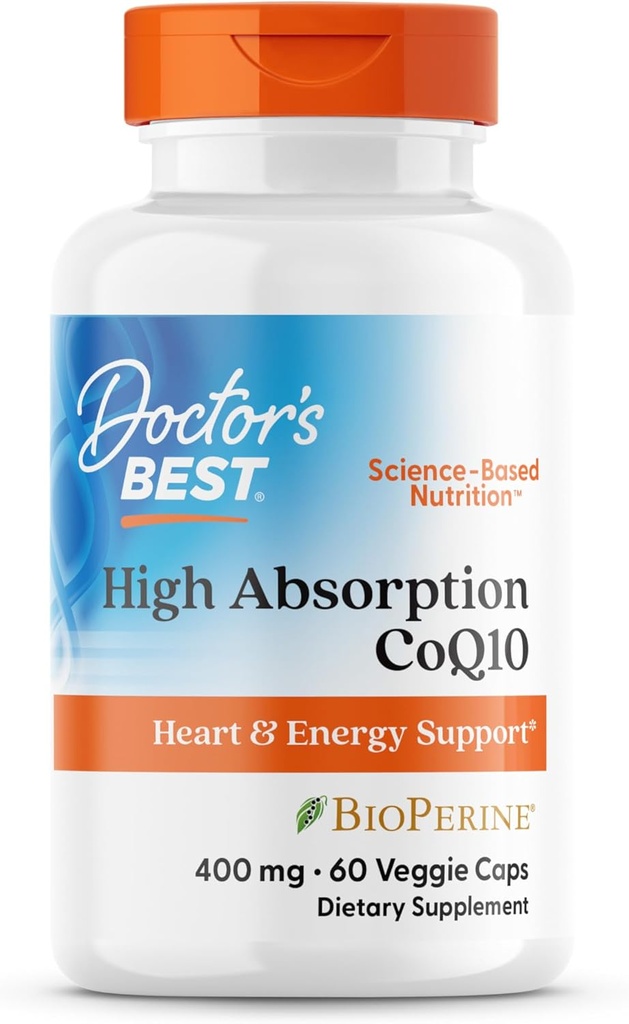 Ārsta BEST augstas absorbcijas CoQ10, Heart & Energy Support, USP Verified, Dabīgi fermentēts CoQ10, Non-GMO, bez lipekļa, bez sojas, Vegan 60 Veggie Caps