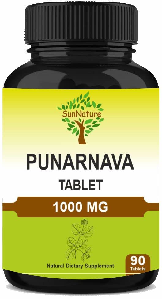 Punarnava Tablets 90 Tablets, 1000 mg| 45 Days Supply| Herbal Tablets| Herbal Supplements| Vegan | Boerhaavia diffusa | from India