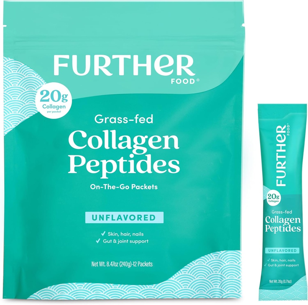 Weitere Lebensmittel Unflavored Collagen Peptide Pulver-Stick-Packs - 100% Grass-Fed, hydrolysiert Typ 1 & 3, 20g Collagen pro Servierung, unterstützt Haut, Haar, Nägel & Gelenke, 8.47 Oz