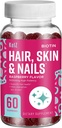 KelZ Biotin Hair, Skin & Nails Supplement Gummys, Raspberry Flavor, 60 Countries (Pack of 1) (英语).