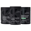 Sports Research® Workout Recovery Pack - L-Glutamine (100 Servings), Creatine Monohydrate (60 Servings) and Digestive Enzymes with Probiotics & Ginger (90 Capsules) - Non-GMO, Vegan & Gluten Free