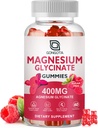 Магнезий Glycinate Gummies 400 mg със 100 mg Composite магнезий - Chelated Magнезий Калий Добавка с витамин D, B6 Поддържа спокойствие, сън, памет и мускулни крампи, Без захар - 60 Гума