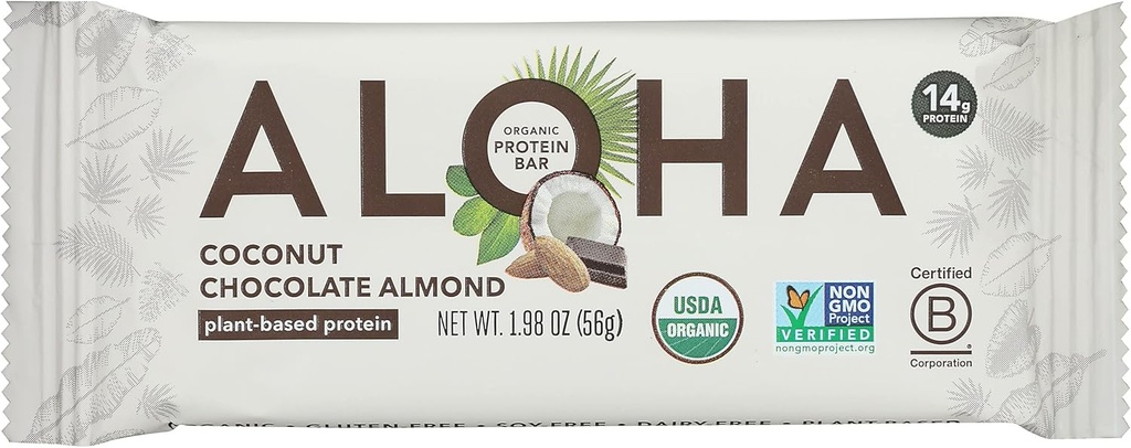 Aloha Coconut Chocolate Amandel Proteïne Bar, Plant Based, Niet GGO, 1,98 Ounces (Pack Of 12)