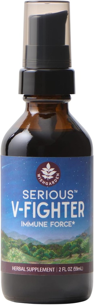 WishGarden Herbs Serious V-Fighter - Plant-based Herbal Rapid Immune Support & Respiratory Health met OSHA & Goldenseal, kalmeert pijn & geïrriteerde longen, ondersteunt optimale lichaamstemperatuur, 2oz