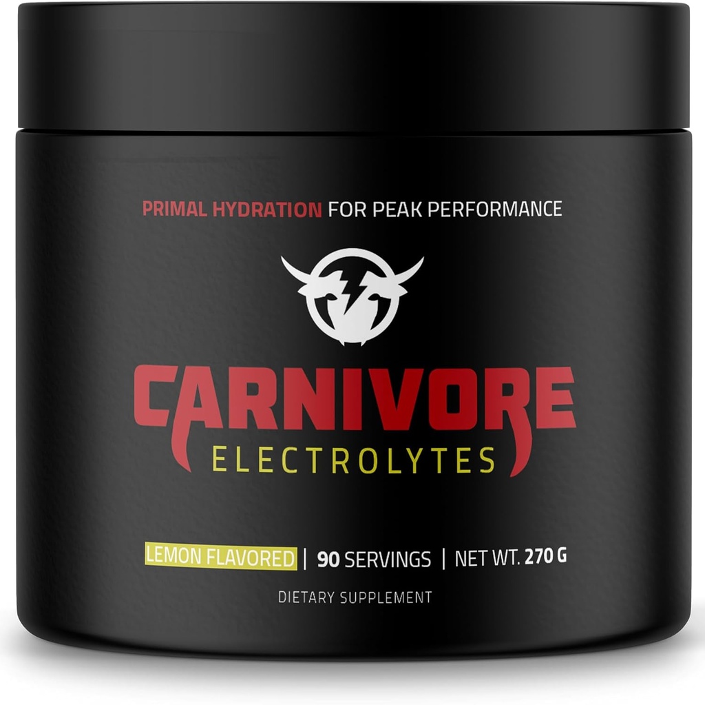 אבקת הידרציה Premium for Carnivore Diet - Balanced Electrolyte Support, Zero Carb, Keto Friendly - Optimal Energy & Recovery - 90 משרתים (Natural Lemon)