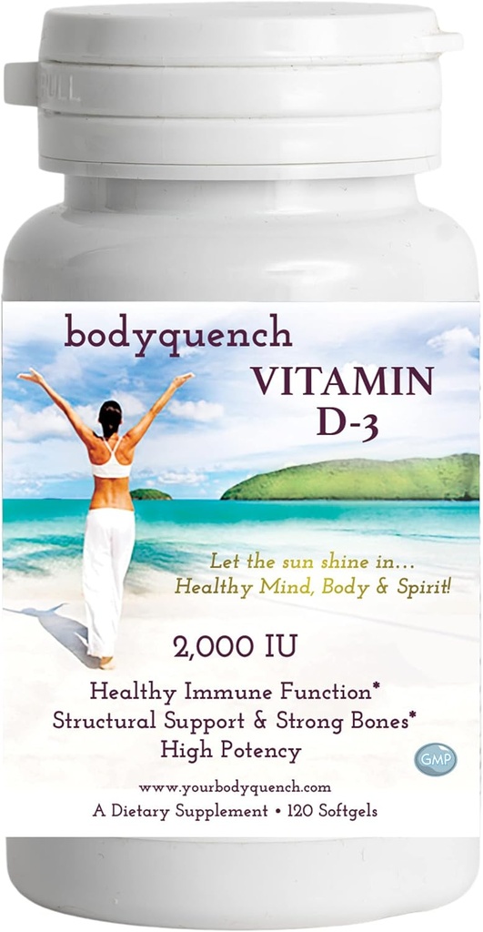 Vitamin D-3 - High Potency - Promotes Healthy Immune Function, Structural Support & Strong Bones, 2000 IU per Serving – 120 Softgels