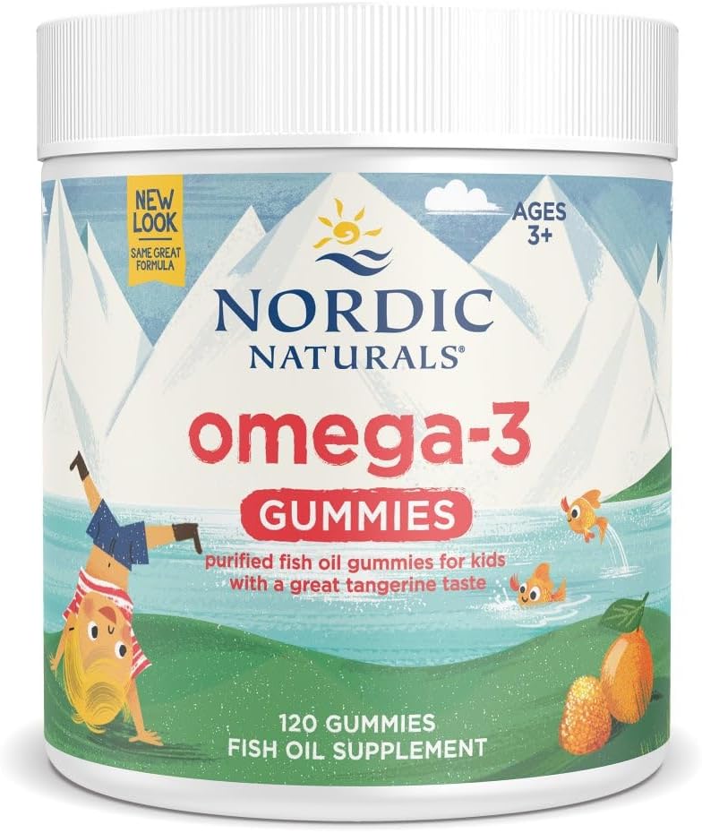 Naturals Nórdico Omega-3 Gummies Nórdico, Tangerina - 120 Gummies - 82 mg Total Omega-3s com EPA & DHA - Não-GMO - 60 Servings