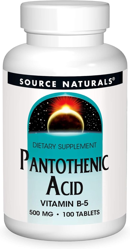Source Naturals Pantothensyre 500 mg vitamin B- 5 Kosttilskud - 100 tabletter