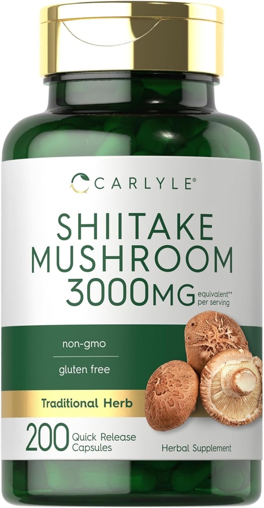 Carlyle Shiitake Mushroom Extract 124; 3000mg 124; 200 Capsules 126; Non-GMO, Gluten Free