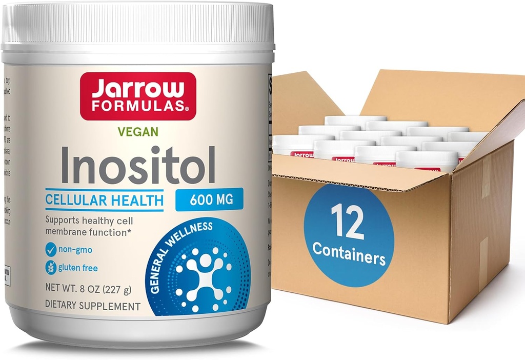 Jarrow Formulas Inositol 600 mg, Suplemento dietético para soporte de saúde celular, 8 oz Powder, aproximadamente 378 Day Supply