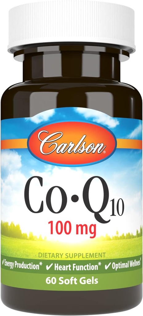 Carlson - Co-Q10, 100 mg, energia tootmine ja südamefunktsioon, 60 Softgels
