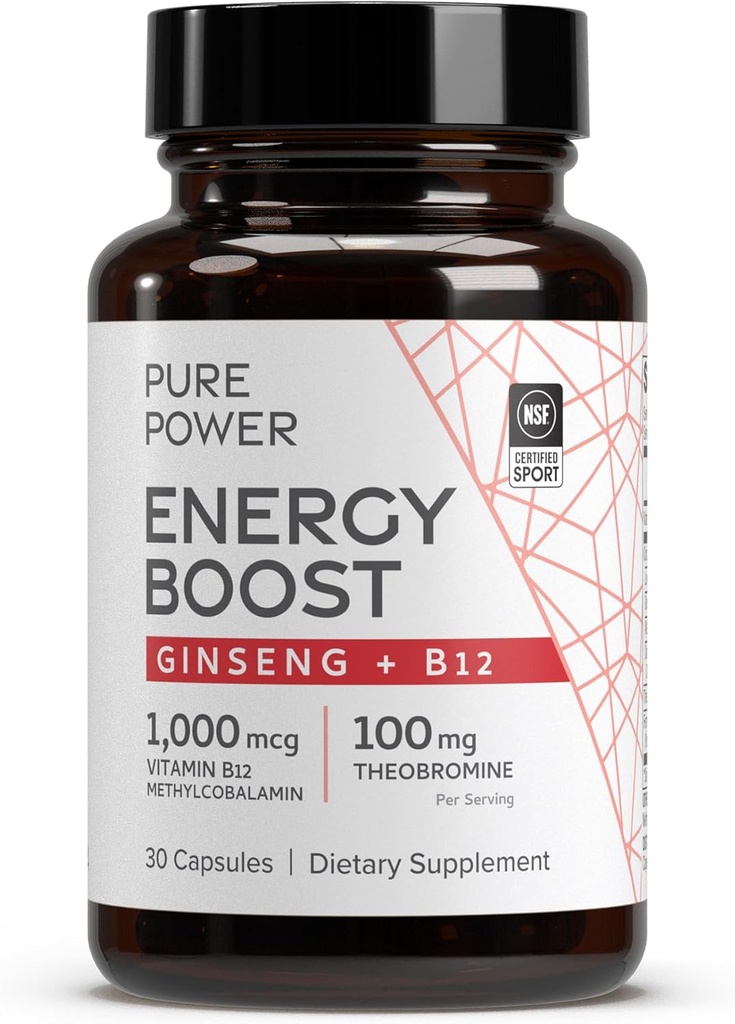 Dr. Mercola Pure Power Energy Boost, 30 Hizmet (30 Capsules), BTC + B12, Diyetsel Tamam, Fiziksel ve Zihinsel Enerji, Non-GMO