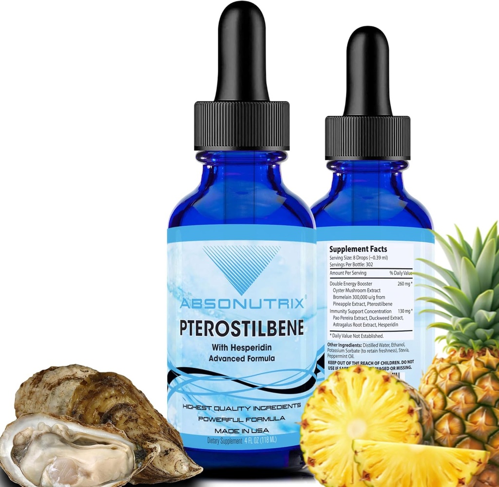 Absonutrix Pterostrilbene với Hesperidin 390 mg, 4 Oz Liquilid, 300 dịch vụ, làm ở Mỹ, quản lý nhanh, chất độc chất chất chất lượng, phi-GMO, luật GMP, sản phẩm độc ác tự do