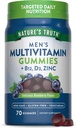 Multivitamínico Verdade da Natureza para homes Gummies | 70 Conde | Blueberry Flavor | con B12, D3 & Zinc | Vegetarian, Non-GMO e suplementos gratuítos de glute