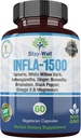 Infla- 500 All-Natal Retecture suplementari amb Tuurmeric, Blanc Willow Bark, Ashwagandha, Ginger, Boswellia, Brolin, Omega-3 i Magnesi-60c