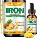 Qadınlar və Uşaqlar üçün keramika əlavə Multivitamin Iron Drops, Folate, Vitamin C, B6, B12, Anemi, Iron Deficiency, Kan Builder, Enerji - Natural Pineapple Flavor, Vegan 2 Fl Oz
