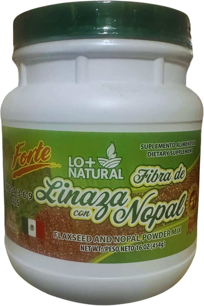 Lineza con Nopal Forte (1LB) 100% Natural Barreja de Terra Linaza - Nopal Cactus Powder Syper extremadament efectiu Flaxseed & Nopal Powder Sweet 16oz Dier suplementari