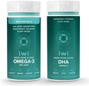 Iwi Omega 3 Minis & DHA Omega 3 paciņa, 30 Kalpojumi, Vegan Plant-Based Algae Omega 3, Krila un zivju eļļa Alternatīva, Nav Zivju pēcgarša