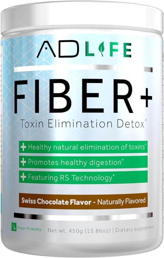 Proiectul AD Fiber+ Fiber Supplement - Suporturi Sanatate Gut si Regularitate Digestiva, Fiber este mare pentru pierderea in greutate, Detox, Vegan Friendly - Fibra pulbere, 16,4 Oz (Chocolate)