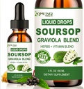 Soursop Graviola Liquid Drops, Soursop Organic Leave Extract w/Sea Moss, Elderberry Vitamina C e Zinco, 16-em-1 Soursop Bitters Liquid para suporte celular, Antioxidante e Imune Support 2 Fl/Oz