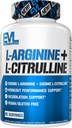 Evlution Nutrition L- Argininas + L- citrulinas - Endurance + Workout Performance Additive - 1000mg Complex - Vasodiliacija + azoto oksido palaikymas - Vegan + gluten Free Capsules - 60 Servings