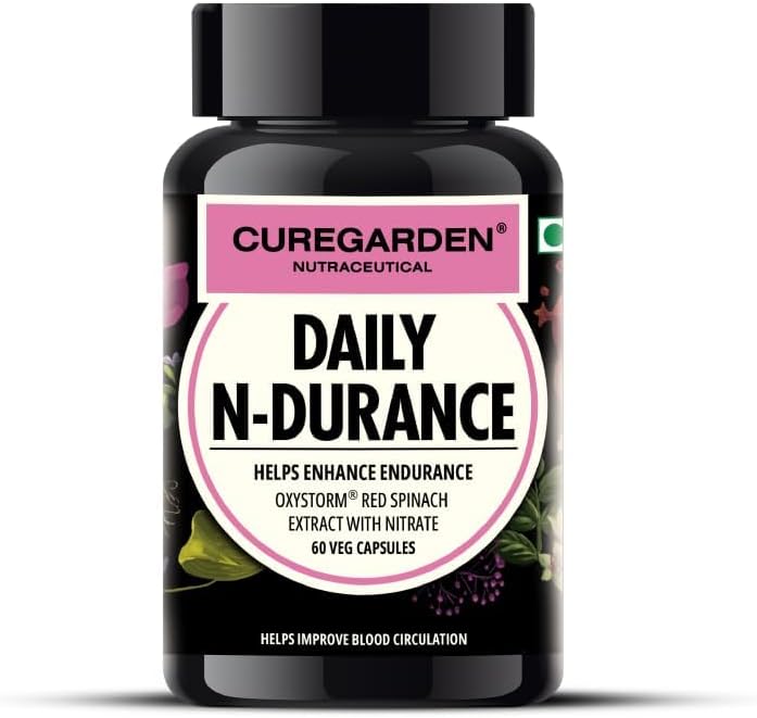 Daily N-Durance, Red Spinach Nitrate Extract, Nitric Oxide Supplement, 400 mg Pre Workout Veg Capsules, 60no
