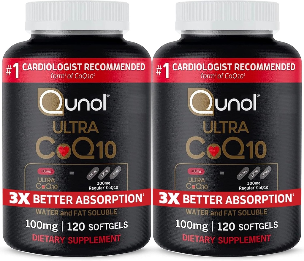 Qunol Ultra CoQ10 100mg, 3x Better Absoreksiya, Patented Su və Şəkili Daxili Daxili Daxili Ekspert Q10, Heart Health üçün Antioksid, 240 Count Softgels