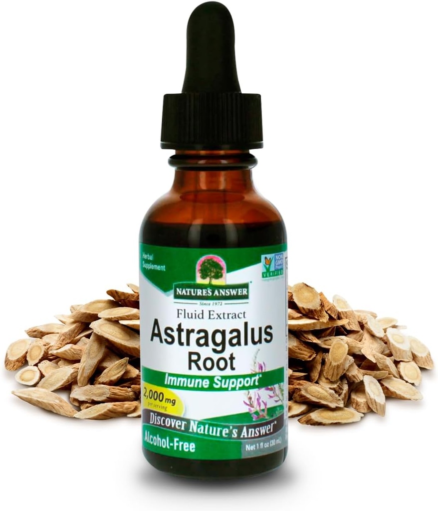 자연의 답변 Astragalus 루트 알코올 무료 초본 보충 1 Ounce (2 팩) | 면역 지원 | 심혈관 건강 증진 | 천연 스트레스 Reliever
