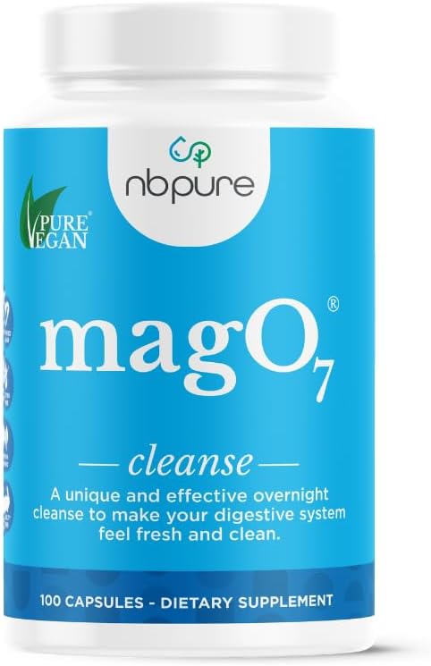 nbclean Mago7 - Natural Colon Cleanse & Detox - Okazjonalne zaparcia Relief, Stool Softening, & Bloating Support for Men & Women - Ozonowane tlenek magnezu, 100 Kapsułki
