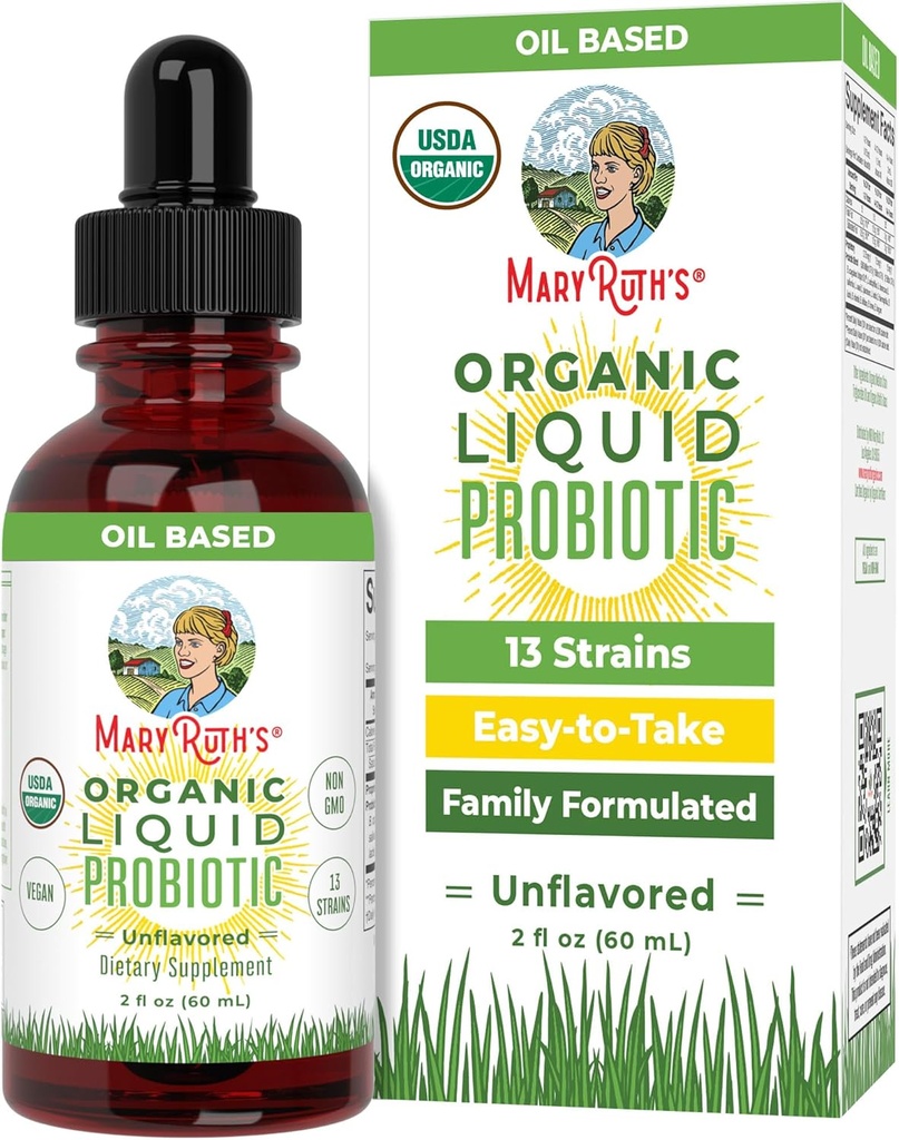 MaryRuth Organics USDA Organic Liquid Probiyotik / Qadınlar üçün probiyotikler, Kişilər, Uşaqlar / Acidophilus Probiyotik | Vegan | Travel Friendly